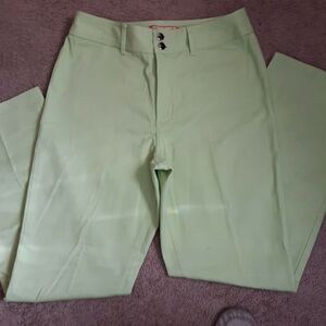 Lilly & Van Lime Green Straight Leg Cropped Pants Stretch Cotton Comfort Sz Med.
